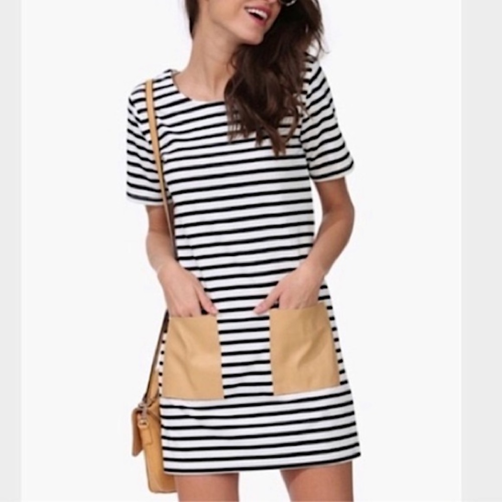 Ellison Stripe Pocket Shirt Dress Small